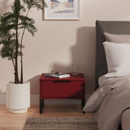 Marsala Ready Assembled Matt Red 1 Drawer Bedside Table (H)348mm (W)450mm (D)395mm - thumbnail 1
