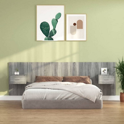 Vidaxl Bed Headboard With Cabinets Grey Sonoma Engineered Wood Bed Headboards With Cabinets - image 1