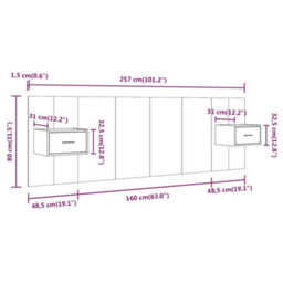 Vidaxl Bed Headboard With Cabinets Grey Sonoma Engineered Wood Bed Headboards With Cabinets - thumbnail 9