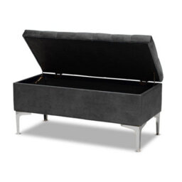 Modena Storage Ottoman Bench, Ottoman Footstool With Legs, 137Cm Plush Velvet Upholstered End Of Bed Bench, Steel Grey - thumbnail 3