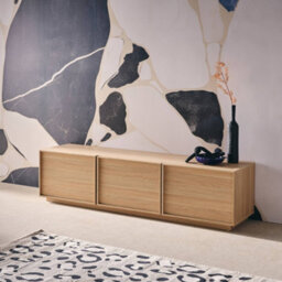 Sweeek - 3-Door Tv Unit Wood Effect Natural 140X43X45 Cm - Kuba - thumbnail 4