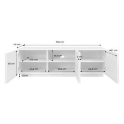 Sweeek - 3-Door Tv Unit Wood Effect Natural 140X43X45 Cm - Kuba - thumbnail 5