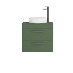 Royal Bathrooms Turin 800mm Matt Green Wall Mounted Worktop Bathroom 2 Drawers Vanity Unit With No Basin - thumbnail 5