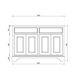 Homestylestore 1210mm Black Grey And Oak Bathroom Vanity Unit With Bronze Round Handles - thumbnail 3