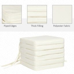 Outsunny Set Of 6 Chair Cushion Seat Pads Dining Chair W/ Straps Indoor Outdoor - thumbnail 4