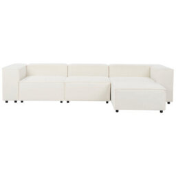 Beliani Modular Corner Sofa 3 Seater Ardal Boucle White With Ottoman - thumbnail 5