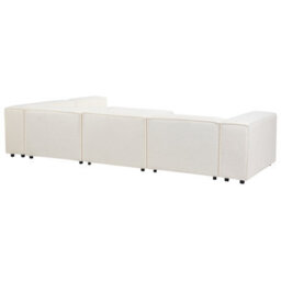 Beliani Modular Corner Sofa 3 Seater Ardal Boucle White With Ottoman - thumbnail 6