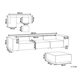 Beliani Modular Corner Sofa 3 Seater Ardal Boucle White With Ottoman - thumbnail 3