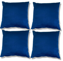 Beautiful Beanbags Set Of 4 Plush Velvet Scatter Cushions Complete With Cushion Pads Furniture Cushions With Inserts 4 Plush Velvet Cushions - Blue - thumbnail 2