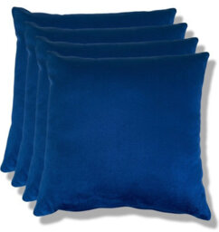 Beautiful Beanbags Set Of 4 Plush Velvet Scatter Cushions Complete With Cushion Pads Furniture Cushions With Inserts 4 Plush Velvet Cushions - Blue