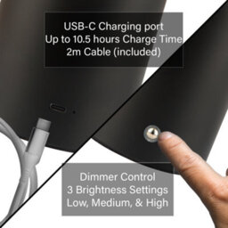 Happy Homewares Modern Rechargeable Can-Style Table Lamp In Matte Black With Touch Dimmer Button - thumbnail 6