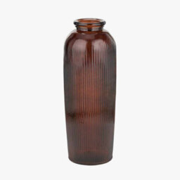 Pacific Lifestyle Tall Ribbed Vase In Pecan Brown Recycled Glass - thumbnail 2