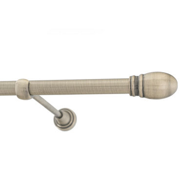 Toolty Antique Brass Metal Curtain Pole 19mm With Finials Rod Classic Brackets Oval 230Cm