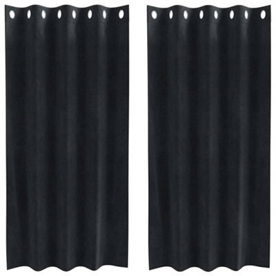 Berkfield Modern Blackout Curtains With Eyelets 2 Pcs Black Velvet - image 1