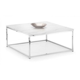 Ashfield White Marble Top Square Coffee Table With Silver Framing - thumbnail 2