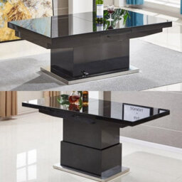 Furniture in Fashion Elgin Extending Glass Top Gloss Coffee To Dining Table In Black