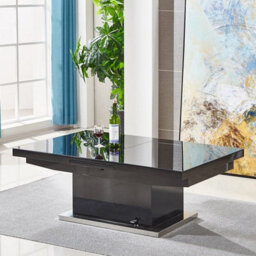Furniture in Fashion Elgin Extending Glass Top Gloss Coffee To Dining Table In Black - thumbnail 6