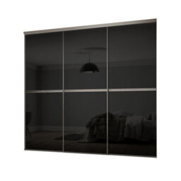 Spacepro Minimalist Mirror Panelled Non-Mirrored Matt Black 3 Door Sliding Wardrobe Door Kit (H)2220mm (W)2246mm - thumbnail 1