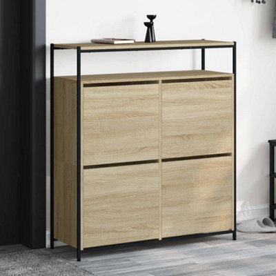 Berkfield Shoe Cabinet With 4 Flip-Drawers Sonoma Oak 100X34X112 Cm - image 1