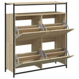 Berkfield Shoe Cabinet With 4 Flip-Drawers Sonoma Oak 100X34X112 Cm - thumbnail 5