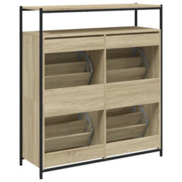 Berkfield Shoe Cabinet With 4 Flip-Drawers Sonoma Oak 100X34X112 Cm - thumbnail 8
