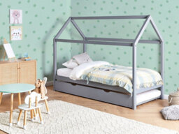 Beliani Kids Trundle Bed Pine Wood Crillon 90 X 200 Cm (Eu Single) Grey - thumbnail 2