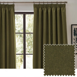 furn. Furn Dawn Textured Blackout Pencil Pleat Curtain Pair Olive (W)168Cm X (D)183Cm - thumbnail 1