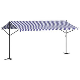 Berkfield Free Standing Awning Blue And White 500X300 Cm Fabric And Steel - thumbnail 5