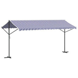 Berkfield Free Standing Awning Blue And White 500X300 Cm Fabric And Steel - thumbnail 2