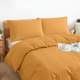 Aspire Homeware Plain Duvet Cover Set Soft Microfibre, Ochre, King (L)220Cm X (W)230Cm - thumbnail 2