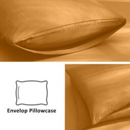 Aspire Homeware Plain Duvet Cover Set Soft Microfibre, Ochre, King (L)220Cm X (W)230Cm - thumbnail 5