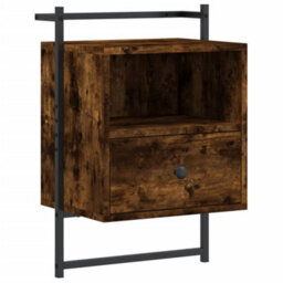 Berkfield Bedside Cabinets Wall-Mounted 2 Pcs Smoked Oak 40X30X61 Cm Engineered Wood - thumbnail 6