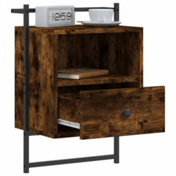 Berkfield Bedside Cabinets Wall-Mounted 2 Pcs Smoked Oak 40X30X61 Cm Engineered Wood - thumbnail 4