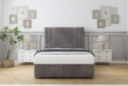 "Comfort The Foxy Slate Naples Ottoman Bed Base With 54"" Floor Standing Headboard 4'6 Double"