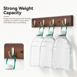 Brown Wall-Mounted Coat Rack 45.5 Cm  Stylish Bamboo Base With 4 Matte Nickel Hooks - thumbnail 6