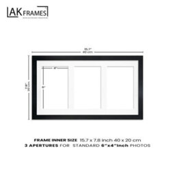 AK Frames 40X20Cm Light Oak Modern Multi Photo Frame With Emerald Mount - Holds 3 Apertures (3X) 6X4 Photos - thumbnail 4