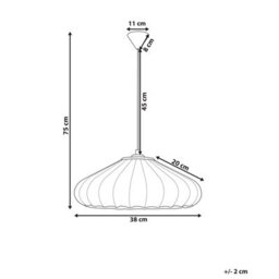 Wyld And Coco Modern Pleated Nylon Pendant Lamp With Black Trim - White, 38Cm X 75Cm - thumbnail 3