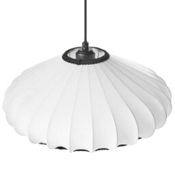 Wyld And Coco Modern Pleated Nylon Pendant Lamp With Black Trim - White, 38Cm X 75Cm - thumbnail 4