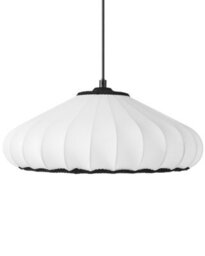 Wyld And Coco Modern Pleated Nylon Pendant Lamp With Black Trim - White, 38Cm X 75Cm - thumbnail 1