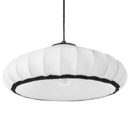Wyld And Coco Modern Pleated Nylon Pendant Lamp With Black Trim - White, 38Cm X 75Cm - thumbnail 5