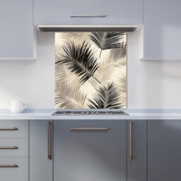 Warren Reed Designer Black And White Tropical Palm Leaves Premium Glass Kitchen Splashback W700mm X H750mm - thumbnail 6