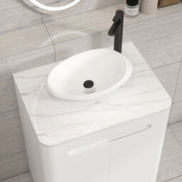 Royal Bathrooms Venice 600mm Gloss White Freestanding Bathroom Countertop Vanity Unit 2 Door With Nova Basin - thumbnail 6