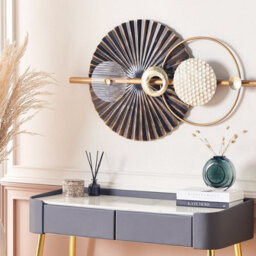 Beliani Geometric Black Gold Iron Wall Sculpture Modern Glam, W103 X H59 Cm, Ready To Hang - thumbnail 2