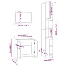 Berkfield 3 Piece Bathroom Furniture Set Grey Sonoma Engineered Wood - thumbnail 6