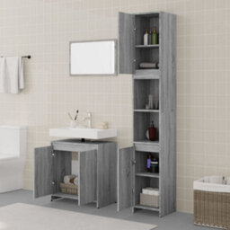 Berkfield 3 Piece Bathroom Furniture Set Grey Sonoma Engineered Wood - thumbnail 3
