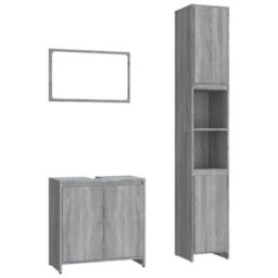 Berkfield 3 Piece Bathroom Furniture Set Grey Sonoma Engineered Wood - thumbnail 2