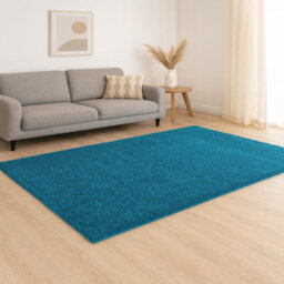Uetian Teal Blue Shaggy Rug Soft 5Cm Thick Pile Non Shedding Living Room Area Rug 160X230 Cm - thumbnail 4