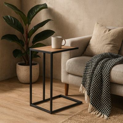 Wyld Haus El Paso Side Table - Wild Oak Effect Top & Black Metal Base - image 1