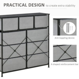 9 Drawers Storage Chest With Foldable Fabric Bins - thumbnail 4