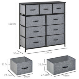 9 Drawers Storage Chest With Foldable Fabric Bins - thumbnail 2